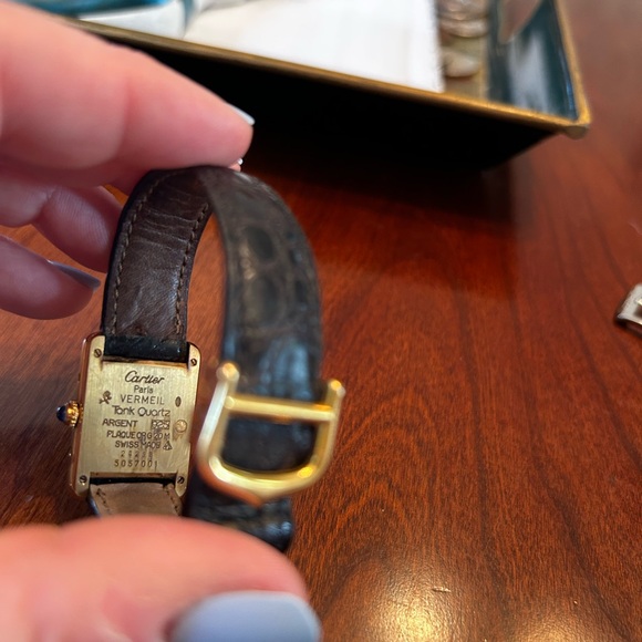 Cartier Gold Rectangular Watch with Black Strap - Picture 4 of 4